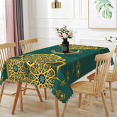 Lofaris Vintage Green Golden Patterns Rectangle Tablecloth